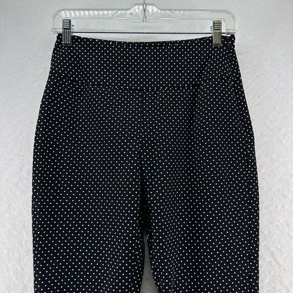 Cabi Pants Size 2 Seaside Chic Polka Dot Trouser Ankle Pull On Black White - Picture 3 of 11